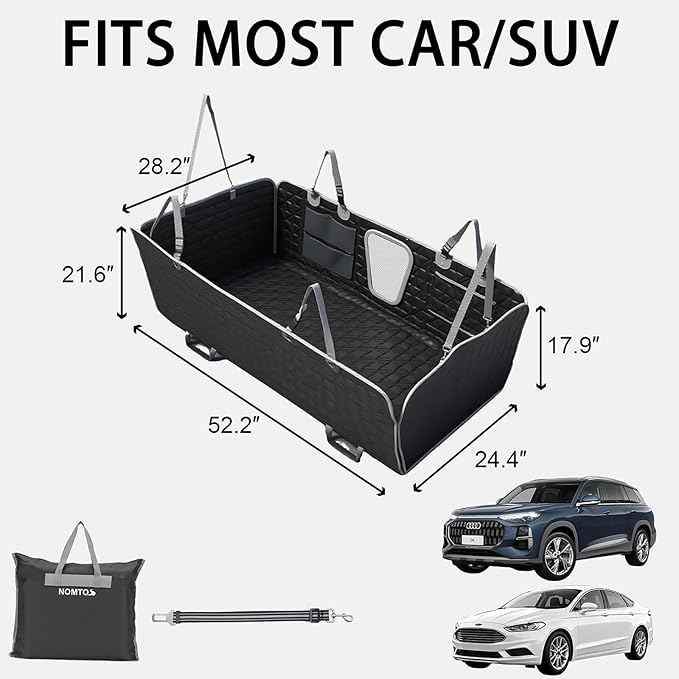 Upgraded Durable Hard Bottom Dog Car Seat Cover with EPE Sponge Cushion,Foldable Dog Rear Seat Protector,Waterproof Dog Hammock for Car, Seamless Dogs Back Seat Extender for Car SUV Truck(L)