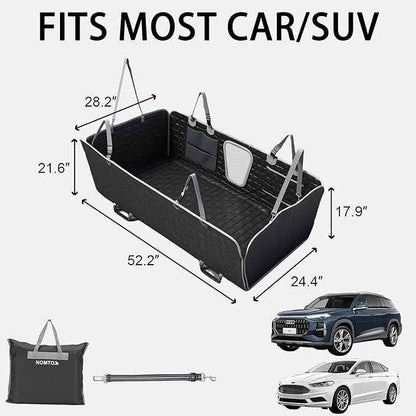 Upgraded Durable Hard Bottom Dog Car Seat Cover with EPE Sponge Cushion,Foldable Dog Rear Seat Protector,Waterproof Dog Hammock for Car, Seamless Dogs Back Seat Extender for Car SUV Truck(L)