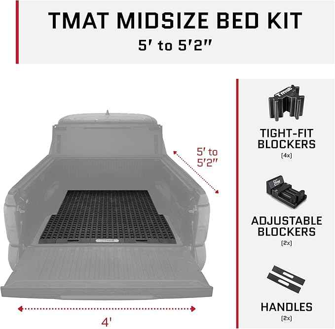 Tmat Midsize Truck Bed Organizer Slide Out Mat | Universal Fit