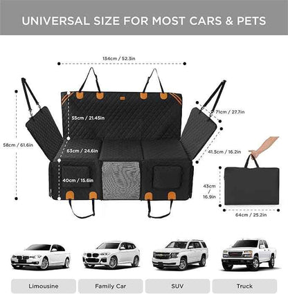 MADE 4 PETS Dog Car Seat Cover for Back Seat - Back Seat Extender for Dogs, Holds 400lbs, Waterproof & Non-Slip Dog Hammock for Car, 8-Layer Hard Bottom with PE Foam, Easy to Install & Clean