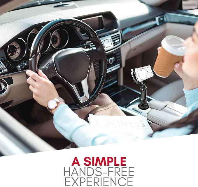 Macally Cup Holder Tablet Mount - Heavy Duty iPad Cup Holder Car Mount Stand or Tablet Holder for Car, Truck, and Vehicle - Fits Devices 3.5" - 8” Wide with Case - Adjustable iPad Holder for Car