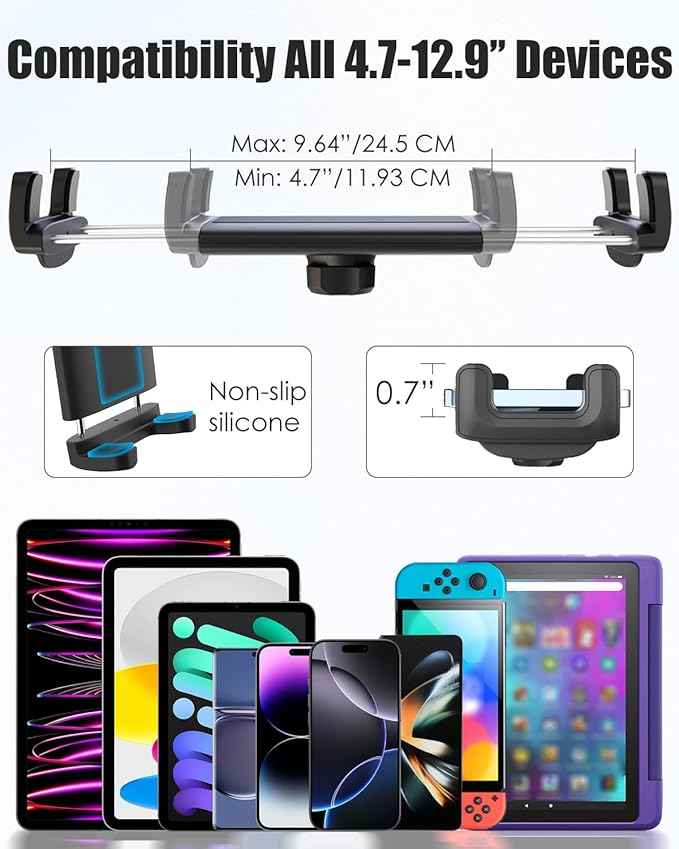 Charchendo Car Game Consoles Mount for Tesla Model Y/3, Air Vent Holder for Switch Tablet Phone with Anti-Drop Shake Road Trip Essentials Compatible with Switch, iPad 12.9, Phones More Devices 4-13''