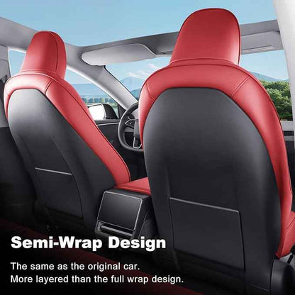 2024-2025 Tesla Model 3 Highland Upgraded Car Seat Covers Nappa Leather Car Interior Airbag Compatible Cushion Cover Full Set Custom Fit Model 3, Nappa Wine Red
