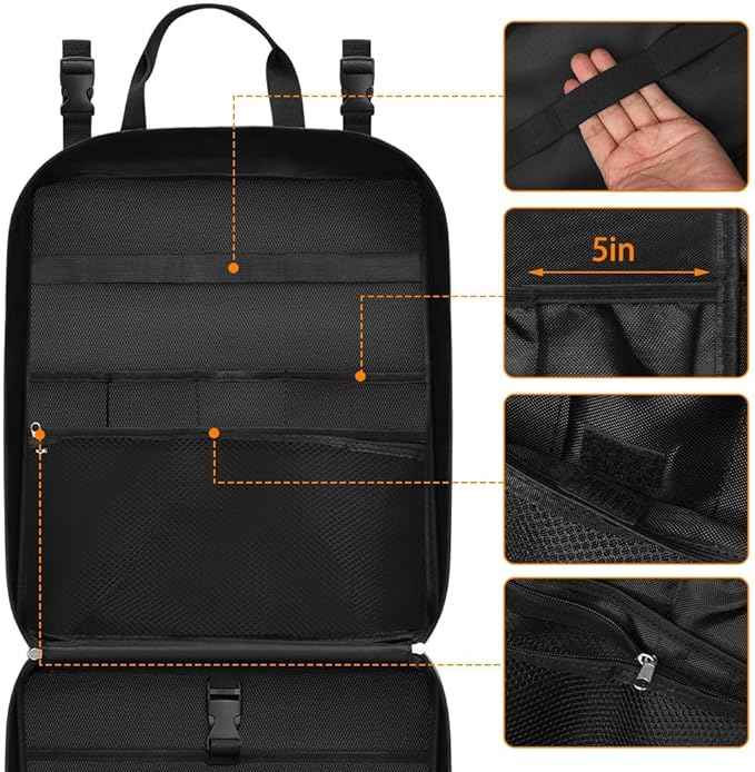Large Camp Kitchen Organizer, High Capacity Camping Cooking Utensils Bag, with Paper Towel Holder, Multi-pocket Waterproof Camping Utensils Holder for BBQ Outdoor Cooking Essentials