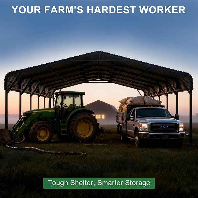 20x30 FT Heavy-Duty Metal Carport, Outdoor Galvanized Steel Shelter for Pickup Trucks, Motorcycles,Boats, Cars & Tractors