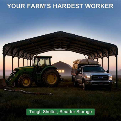 20x30 FT Heavy-Duty Metal Carport, Outdoor Galvanized Steel Shelter for Pickup Trucks, Motorcycles,Boats, Cars & Tractors