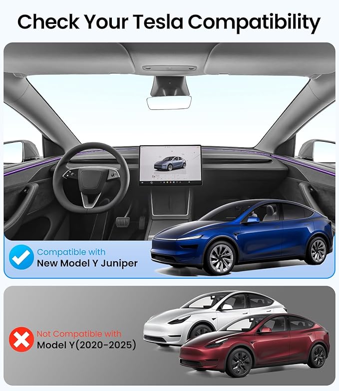 Zanch 2025 Tesla New Model Y Juniper Accessories Sunshade Roof [Ice-Crystal Cooling Coatings, Heat Insulation] No Sag No Gaps Glass Roof Sun Shade for Model Y Juniper Accessories 2025-2026, Grey