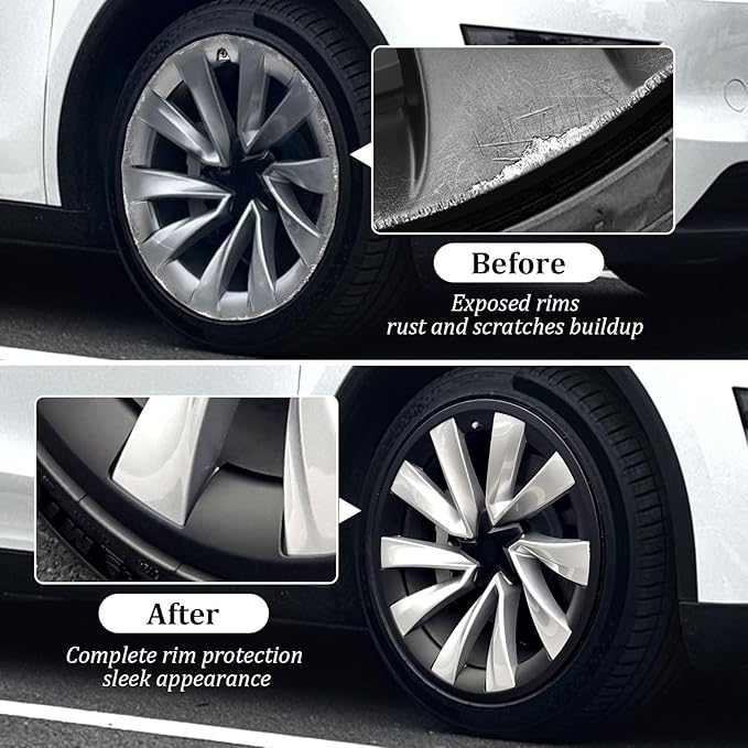 Wheel Rim Protector Designed for 2025 2026 Tesla Model Y Juniper 20 Inch Helix Wheel, 4PCS ABS Rim Guard Hubcap Cover Tire Trim Rings for Model Y Juniper Accessories, Black