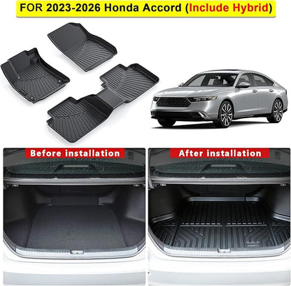 TPE Floor Mats for 2023-2026 Honda Accord (Include Hybrid) All Weather Car Floor Liners Fit Honda Accord Accessories Black