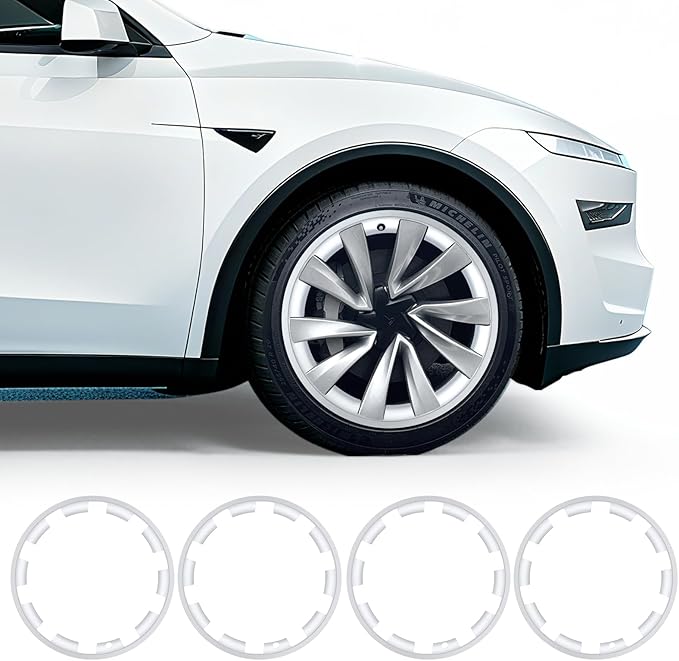 Tesla Wheel Cover 2026 Model Y|Wheel Rim Protector Fit Juniper 20" Helix 2.0 Wheels 4PCS ABS Guard Hubcap Cover for Curb Rash Prevention| Tesla Model Y Juniper Accessories 2025 2026 |Silver(Set of 4)