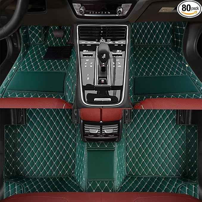 TREGOO All-Weather Anti Slip Floor mat is Suitable mats for floo of All for Tesla Models from 2012 to 2025 (Green)