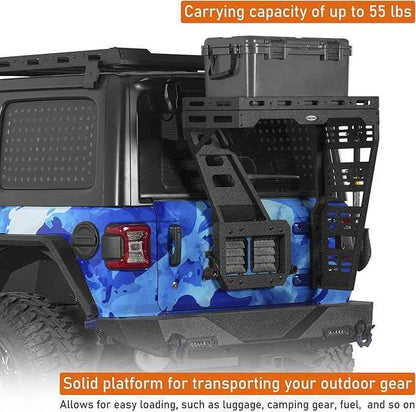 Hooke Road JL Tailgate Spare Tire Cargo Basket Rack for 2018-2026 Jeep Wrangler JL 2/4 Doors, Rear Cargo Storage Tray for Overlanding Gear