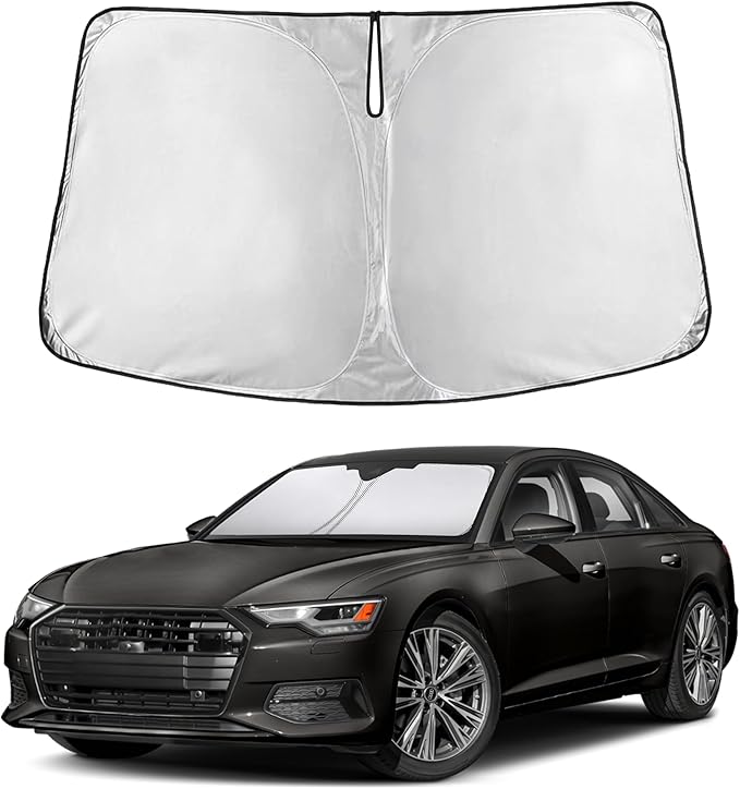 EcoNour Windshield Sun Shade Compatible for Audi A6 2019-2025 Front Window Sunshade Foldable Sun Visor UV & Heat Blocking Protection