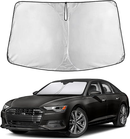 EcoNour Windshield Sun Shade Compatible for Audi A6 2019-2025 Front Window Sunshade Foldable Sun Visor UV & Heat Blocking Protection