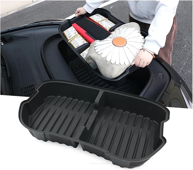 Compatible For Tesla Model 3 2024 Double-Layer Rear Front Trunk Storage Box Frunk Organizer Cargo Protective Tray Car Accessories(Front Single Layer)