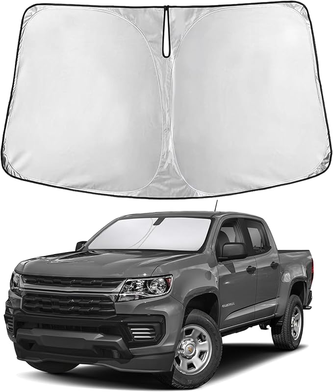 EcoNour Windshield Sun Shade Compatible for Chevrolet Colorado 2015– 2022 Front Window Sunshade Foldable Sun Visor UV & Heat Blocking Protection
