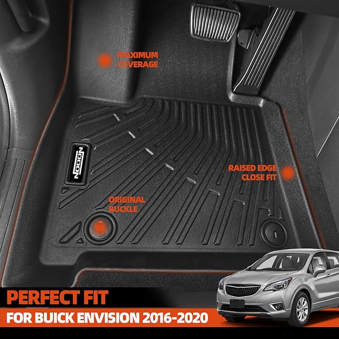 Custom Fit Floor Mats for Buick Envision 2016-2020, All Weather TPE Floor Liners with Trunk Mat, Odorless Full Set Interior Accessories