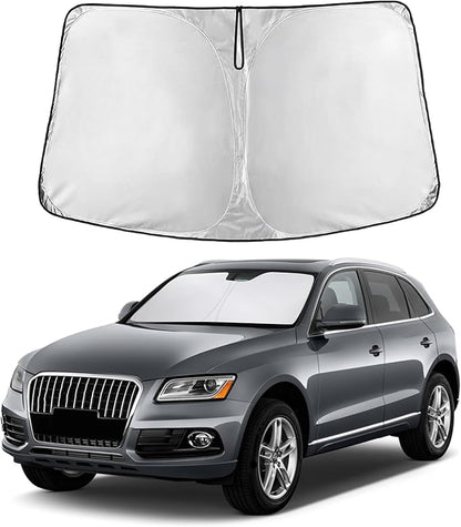 EcoNour Windshield Sun Shade Compatible for Audi Q5 2009-2017 Front Window Sunshade Foldable Sun Visor UV & Heat Blocking Protection