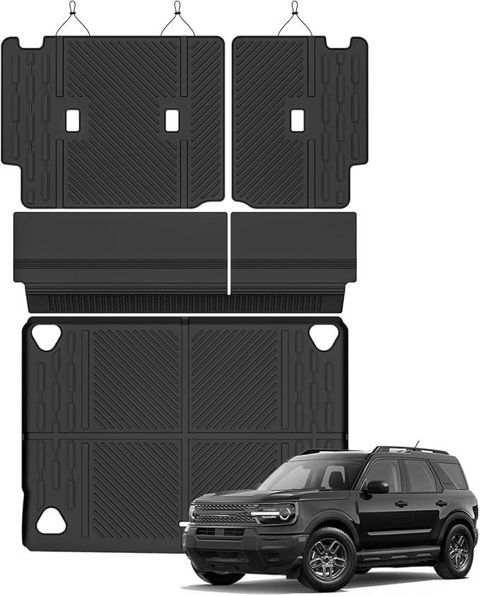 Cargo Mat for 2021-2025 2026 Ford Bronco 4 Door, All Weather TPE Cargo Liner and Backrest Mats Protectors for Ford 4-Door Bronco Trunk Mat Accessories