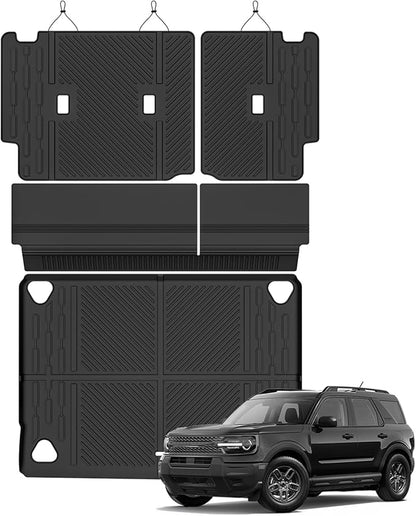 Cargo Mat for 2021-2025 2026 Ford Bronco 4 Door, All Weather TPE Cargo Liner and Backrest Mats Protectors for Ford 4-Door Bronco Trunk Mat Accessories