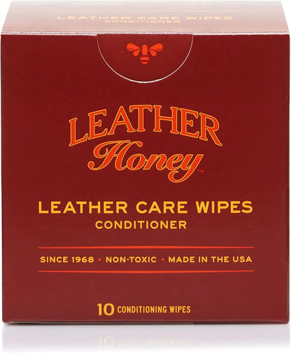 Leather Honey Leather Conditioner Wipes: Restore Leather On-The-Go. Protect & Condition Leather Couches, Car Seats, Purses, Shoes, Bags & Tack. Safe for Any Color. 10 Non-Toxic, Ready-to-Use Wipes