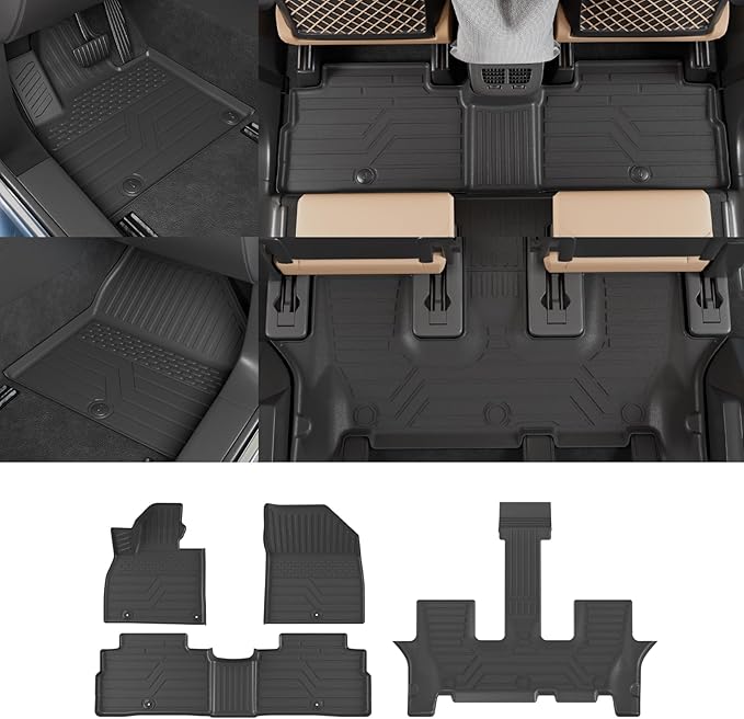 Rongtaod Floor Mats Compatible with 2020-2025 Kia Telluride 7&8 Seats (Not for 2027) Cargo Mat Trunk Mat Cargo Liner TPE All Weather Floor Liner 2024 Kia Telluride Accessories (Floor Mats)
