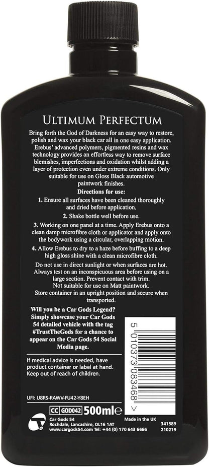 Car Gods Black Carnauba Wax Polish, Pigmented Formula 3 in 1 Removes Surface Oxidation, Blemishes and Minor Scratches, 17 Fl Oz