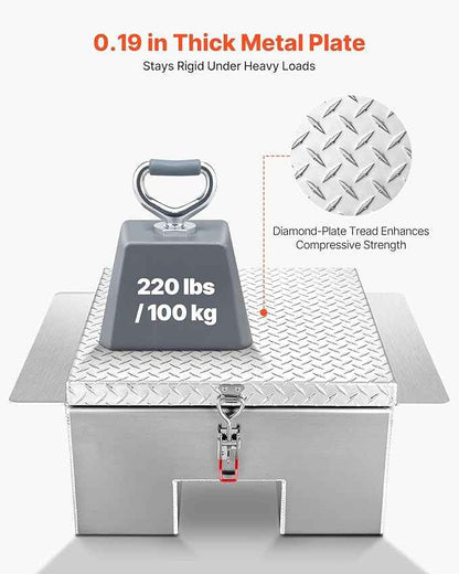 VEVOR Truck Bed Tool Box, Heavy Duty Aluminum Tool Box with Diamond Plate, Storage Toolbox Chest Organizer Supports up to 220 lbs, Ideal for Pickup, Truck Bed, RV, Trailer, 30.3 x 24 x 12.2 in, Silver