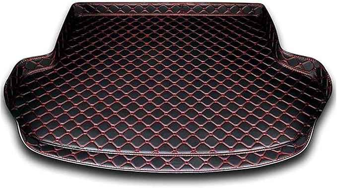 Car Trunk Mats for 2026 Tesla Model Y Juniper 5-Seat, Custom Leather Cargo Liners Rear Boot Floor Carpet, Storage Luggage Protection Pad Accessories with Raised Edges, B/Black-Red