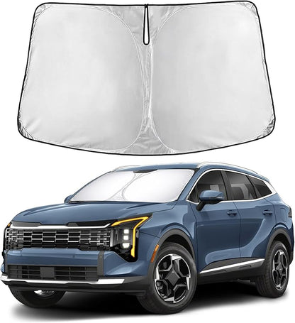 EcoNour Windshield Sun Shade Compatible for Kia Sportage 2023–2026 | SUV Front Window Sunshade | Foldable Sun Visor Protector | UV & Heat Blocking | Keeps Interior Cooler