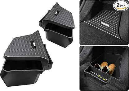 2PCS for 2025 2026 Tesla Model Y Juniper Trunk Organizer Trunk Storage Bins with Lid TPE Waterproof Trunk Storage Box for Model Y Juniper Interior Accessories