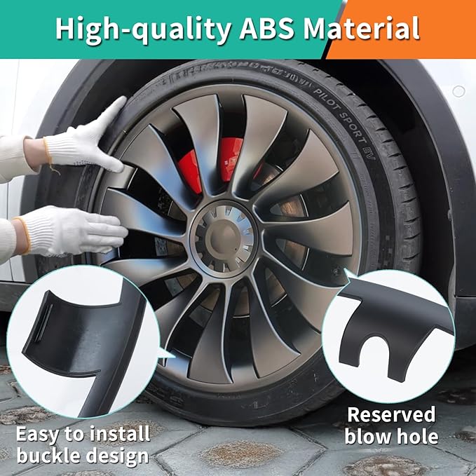 Tesla Rim Protector Model Y 21 inch|Fit 21 Inch Überturbine Wheel Covers 2020–2024|Hubcap Guards ABS Trim Rings for Curb Rush Prevention |Matte Black(Set of 4)|Tesla Model Y Accessory