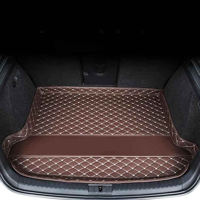 Car Trunk Mats Cargo Liners for 2026 Tesla Model Y Juniper 5-Seat, Custom Leather Rear Boot Floor Carpet, Storage Luggage Protection Pad Accessories with Raised Edges, C/Coffee