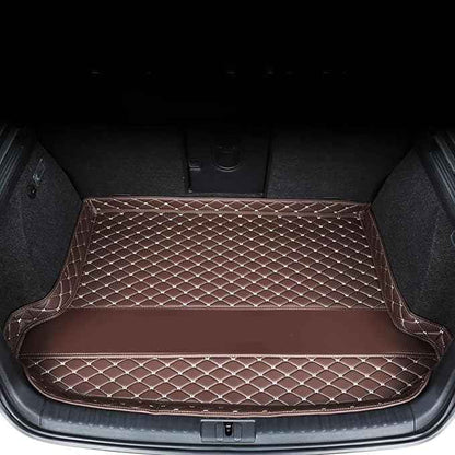 Car Trunk Mats Cargo Liners for 2026 Tesla Model Y Juniper 5-Seat, Custom Leather Rear Boot Floor Carpet, Storage Luggage Protection Pad Accessories with Raised Edges, C/Coffee