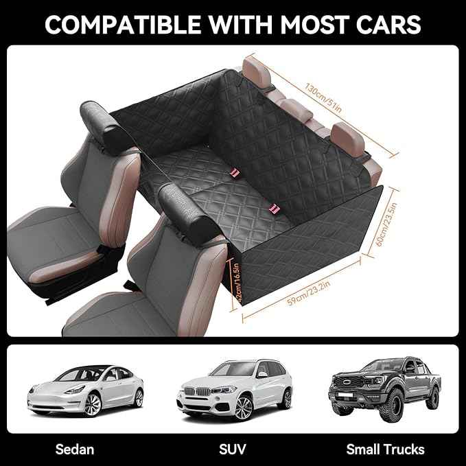 Back Seat Extender for Dogs – Waterproof Dog Seat Cover for Back Seat with Door Protection, Easy to Use and Clean, Hard Bottom, Holds 420 lbs Dog Hammock for Cars, SUVs & Small-Size Trucks