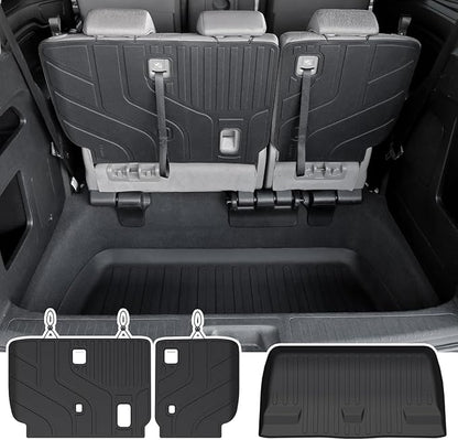 Cargo Lower Mat Backrest Mats for 2018-2026 Honda Odyssey, All Weather TPE Trunk Cargo Liner Mat Accessories(Backrest Mat for 3rd-Row & Lower Mat for Well Area)