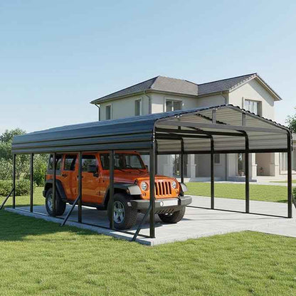 13X26 FT Metal Carport, Heavy Duty Cart Ports with Reinforced Galvanized Carports, Outdoor Weather Resistant Carport Canopy, Upgrade Car Port for Boats, Cars, Trucks, and Tractors