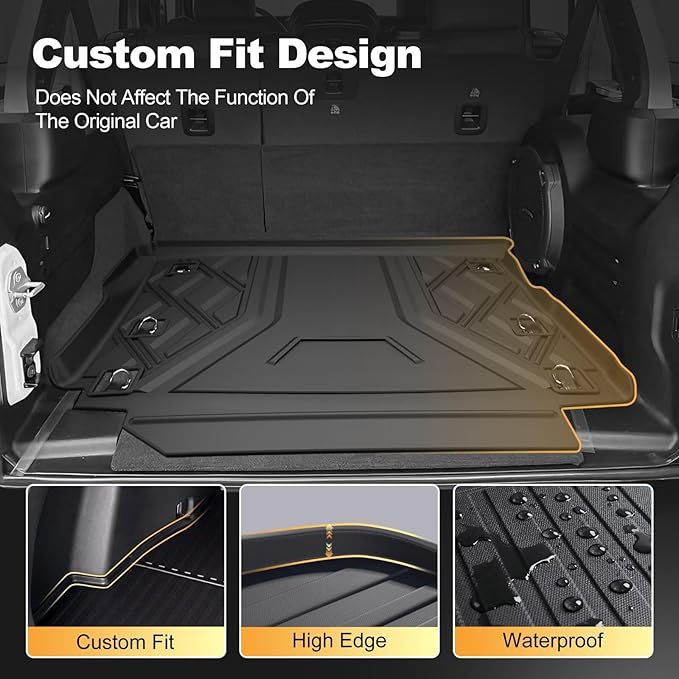 Cargo Mat fit for 2018-2026 Jeep Wrangler JL 4X4 with OEM Subwoofer, All-Weather Guard Trunk Mat Cargo Liners Heavy Duty Waterproof Odorless Durable Wrangler JL 4 Door - NOT FIT 4XE OR JK