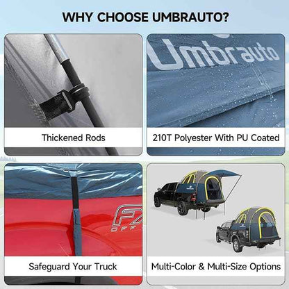 Truck Bed Tent 5.5-6ft: Easy Set Up Umburato Pickup Truck Tents for Camping, Waterproof PU3000mm Canopy for Truck Camper, Portable, Spacious for 2 Person Blue