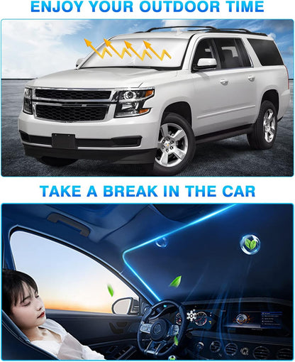 KUST Windshield Sun Shade for 2015-2020 Chevrolet Chevy Suburban/Tahoe, GMC Yukon XL, Yukon Denali XL Accessories Front Window Shade Sun Visor Cover Foldable Blocks UV Rays Keep Your Car Cooler