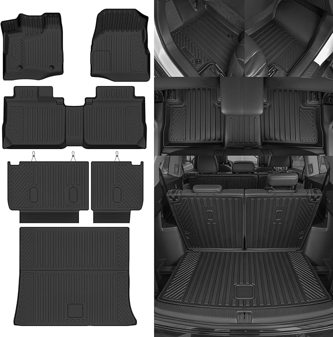 Custom Fit Floor Mats for 2012-2017 Chevrolet Equinox/GMC Terrain, All Weather TPE Floor Liners with Trunk Mat & Backrest Protectors, Odorless Full Set Interior Accessories