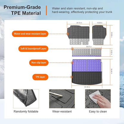 powoq Hybrid Cargo Liner Compatible with 2023-2026 Honda CRV Upper Deck Cargo Mat TPE Trunk Mat Replacement for 2023-2026 Honda CRV Accessories (Fit 23-26 Hybrid Upper Deck, Backrest Mat+Trunk Mat)
