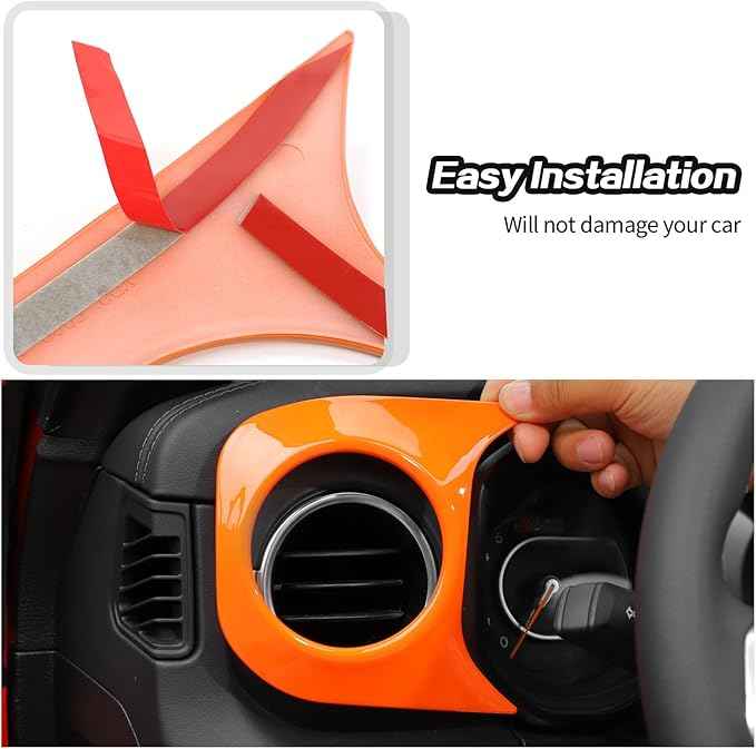 JeCar 2pcs for 2024 Jeep Wrangler JL Interior Accessories Center Console Dash Panel Cover Trim (Orange)