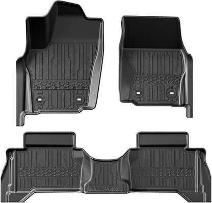 TripleAliners for Tacoma 2024 2025 Double Cab Floor Mats (Fit Hybrid ONLY) All Weather Floor Liners Compatible with 2024+ Toyota Tacoma Accessories Front & Rear Mats Custom Fit, 3PCS(Not for Gasoline)