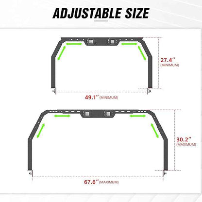 Adjustable 27-30" High Truck Ladder Bed Racks Compatible with Tacoma/Tundra/Ram 1500/ Silverado & Sierra 1500/ F150/Gladiator JT/Titan/Frontier/Colorado/Canyon/Ranger with 2 LED Lights
