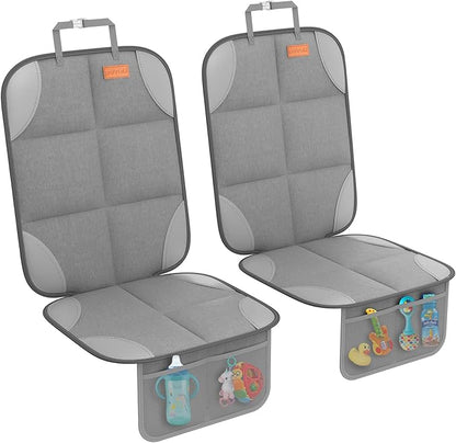 SMART ELF2 Pack Car Seat Protector-600D Fabric Waterproof Carseat Protector with Thicily Padded to Protect Your Car Seats from Child Seats and Pets (Light Grey)