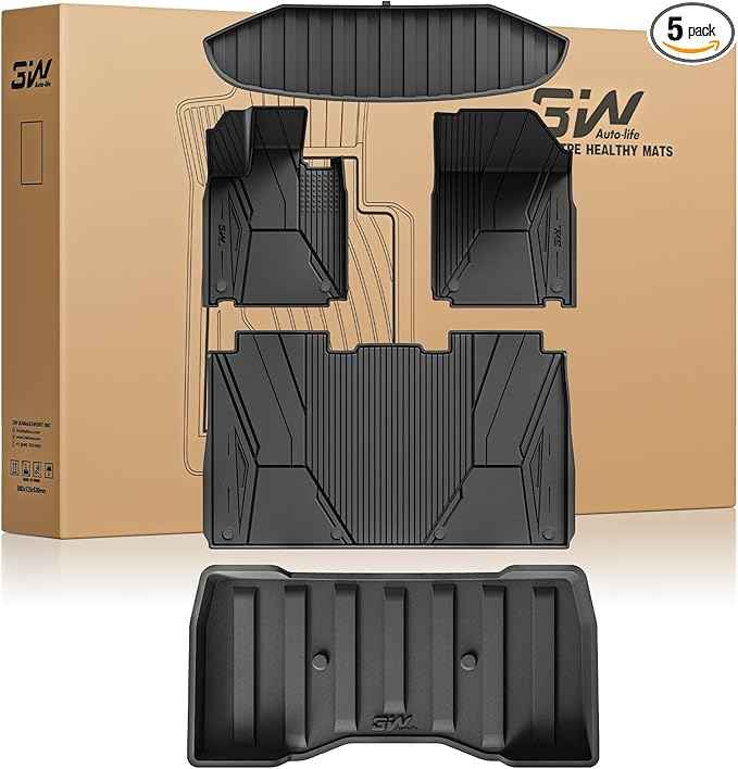 3W Floor Mats Set for Tesla Cybertruck 2023 2024 2025 2026, All Weather Protection Waterproof Frunk & Rear Cargo Liners, Custom TPE Cargo Trunk Accessories Mats for Tesla, Black