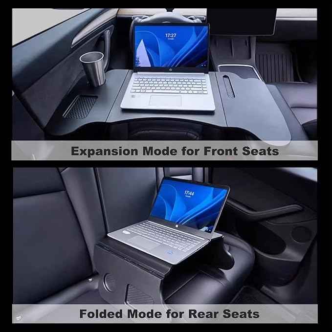 Foldable Car Tray for Tesla Model Y Model 3 S X Y Juniper, Upgraded Car Desk for Dining, in-Car Work, Travel and Outdoor