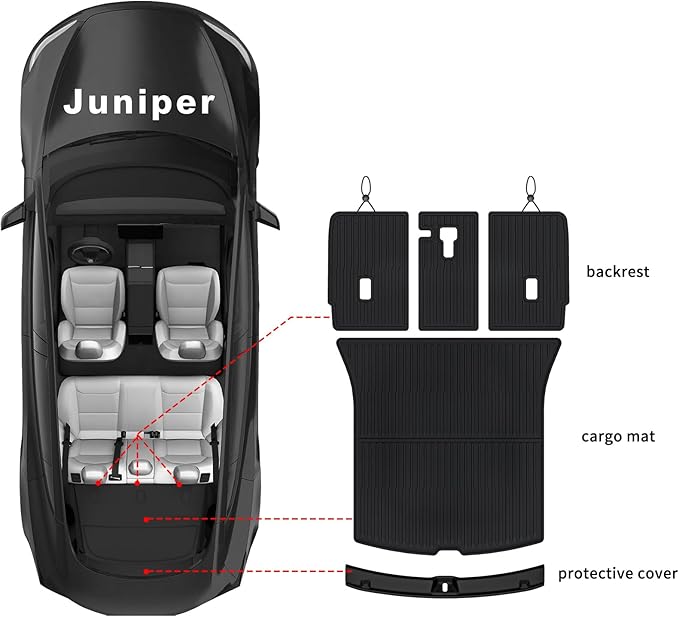 Cargo Mat with Backrest Protection for 2025 2026 Tesla Model Y Juniper 5 Seat, TPE All Weather Protection Cargo Liner with Velcro Rear Seats Backrest car Cargo Protector Plate Accessories-Black