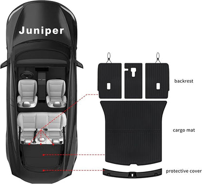 Cargo Mat with Backrest Protection for 2025 2026 Tesla Model Y Juniper 5 Seat, TPE All Weather Protection Cargo Liner with Velcro Rear Seats Backrest car Cargo Protector Plate Accessories-Black